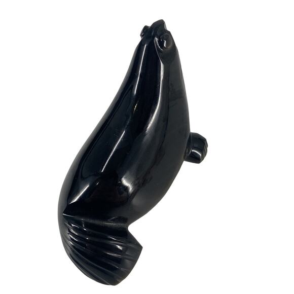 Vintage seal black onyx statue - Picture 6 of 8